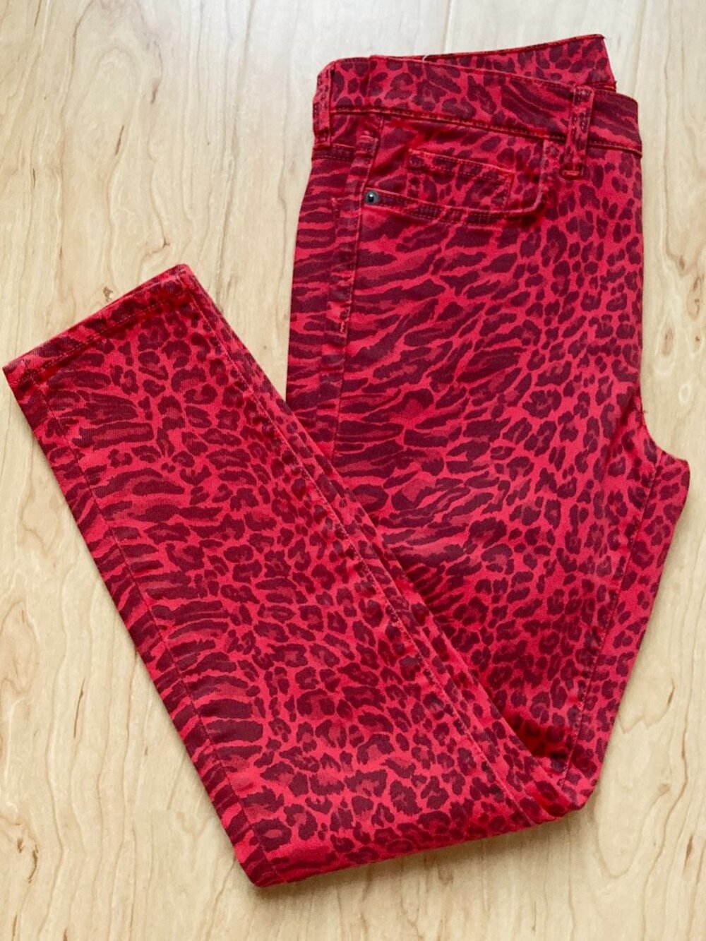 NWT Current/Elliott Red Animal Print The Stiletto Skinny Jeans 27
